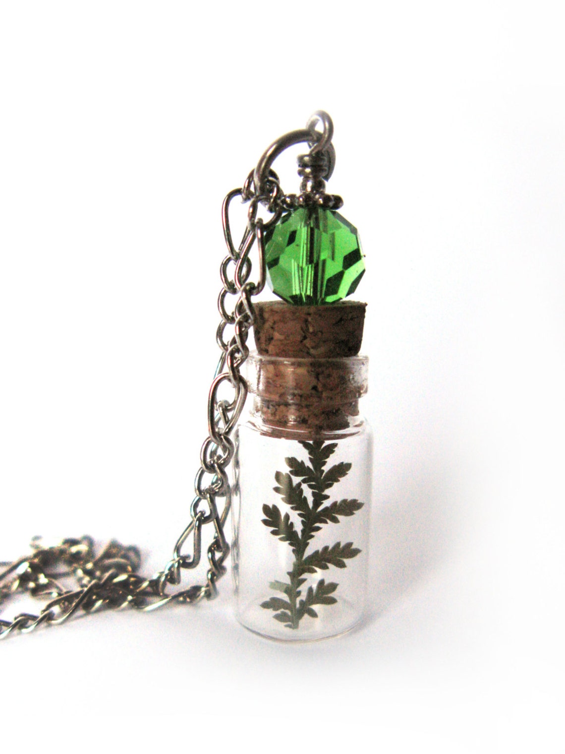 Tiny Fern Glass Bottle Necklace Tiny Fern in Glass Vial Etsy