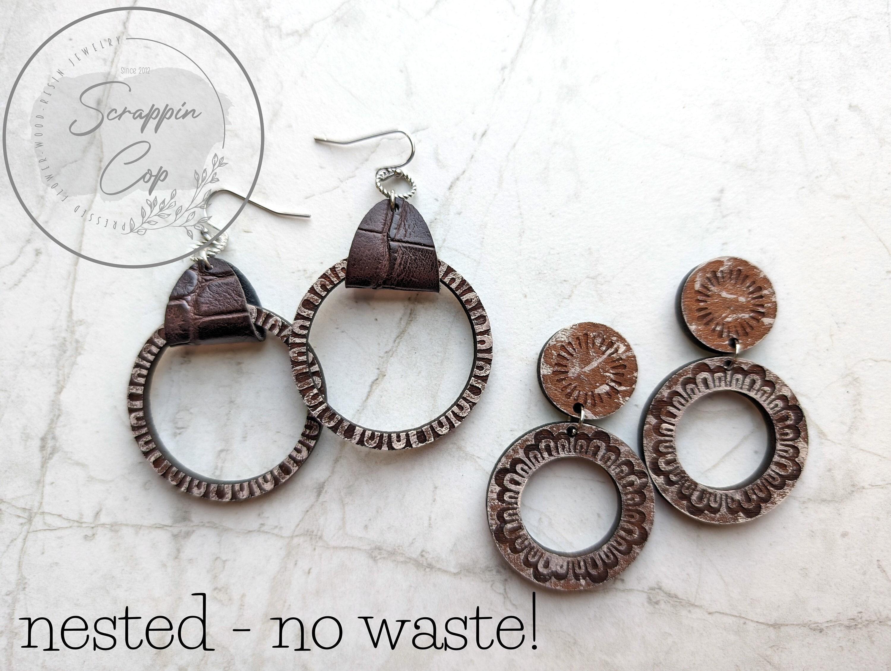 Engraved Hoop Earring Laser Cut File: Skinny Nested Design 