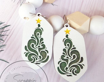 Flourish Christmas Tree Earrings: Laser Cut SVG File (Digital Download)