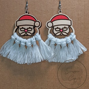 Macrame Santa Earrings SVG Santa Laser Cut File Glowforge Cut File Wood Christmas Earrings Digital Download Commercial Use SVG image 3