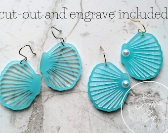 Scalloped Seashell Earring Laser Cut File: Ocean Hoop SVG (Digital Download)
