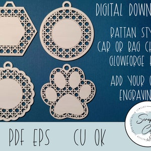 Rotan Design Monogram Auto of Tas Charme SVG - Rotan Ornamenten SVG - Glowforge Earring Bundle - Rieten Design Patroon - Moederdag