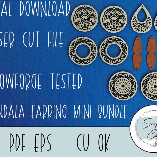 Mandala Earring Bundle Laser Cut File - Boho Design Earrings SVG - Glowforge Earring Mini Bundle - Digital Download Only - Commercial Use