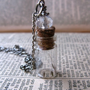 Dandelion Seed Glass Bottle Necklace Dandelion Seeds in Tiny Vial Pressed Flower Jewelry Glass Bottle Pendant Botanical jewelry image 1