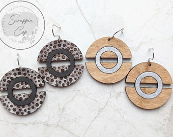 Round Connected Circle Earring Laser Cut File - Modern Style Geometric Earring SVG - Glowforge Cut - Digital Download Only - Commercial Use