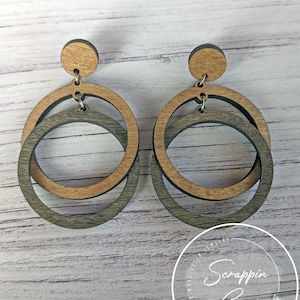 Conjunto de 2 pendientes de aro entrelazados con láser - Impossible Earrings SVG - Pendientes de aro entrelazados - Uso comercial