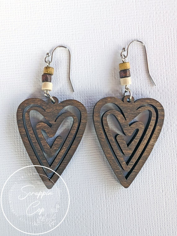 Doodle Heart Earrings Laser Cut File: Valentine's Day SVG (Digital Download)