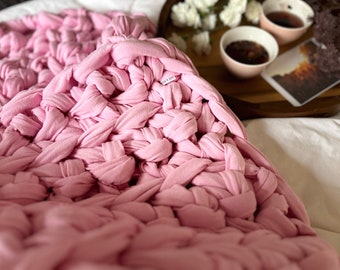 Biologische katoenen dikke gebreide gewogen deken, boterzachte katoenen gewogen deken, kalmerende deken voor volwassenen/kinderen, zintuiglijke deken, jersey breisel