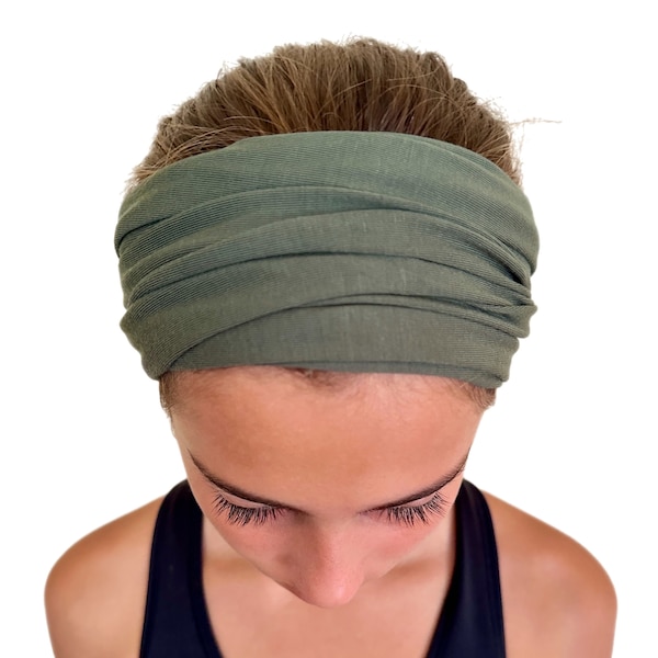 Ready to ship, creamy soft headband, yoga headband, Jersey knit headband, stretch layered headband, infinity bandana, eye/ face mask, soft
