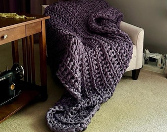 Luxuriös weiche gewichtete Decke, Reisegröße, handgehäkelt, Jersey gestrickt, maschinenwaschbar, kühlende gewichtete Decke, sensorische Decke