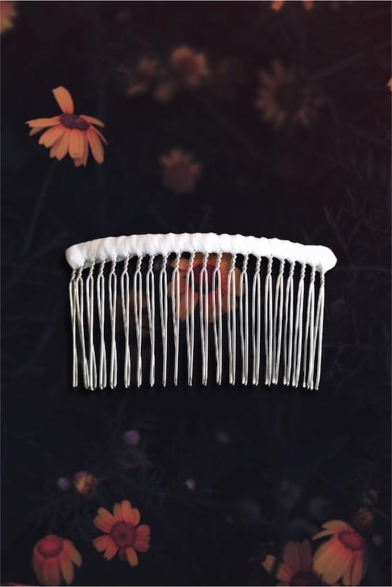 Wedding veil comb, tulle wrapped comb, fabric covered comb, wedding supplies, wedding veil, diy veil, sewing supplies, ivory veil, wide comb