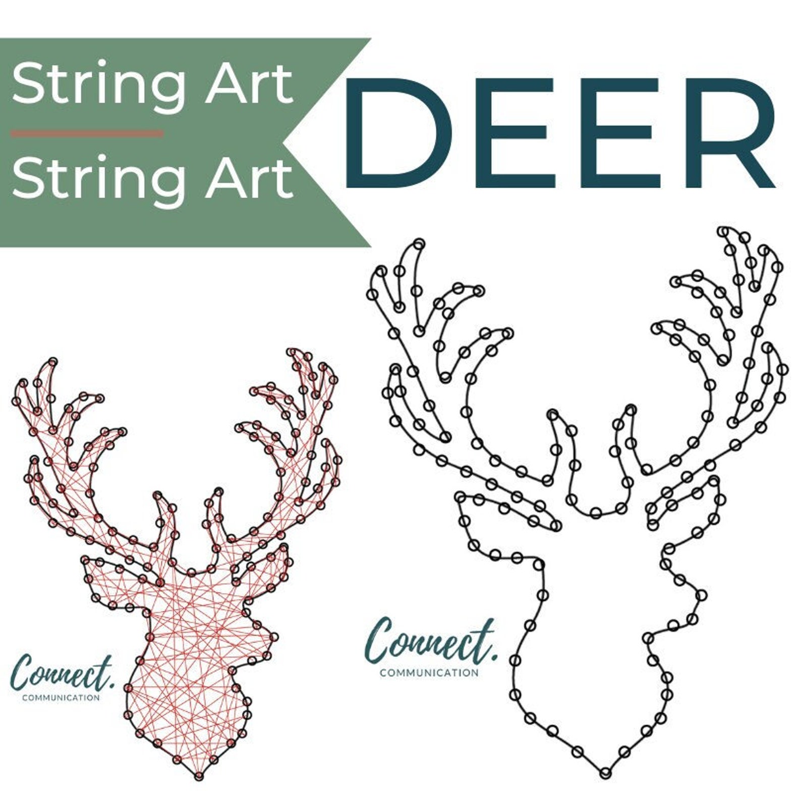 Deer Head String Art Template - Pattern - Crafting - Design - Etsy