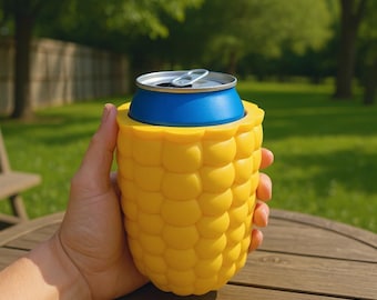 Corn Cob Can Holder, Sculptural Yellow Drink Holder