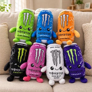 Monster Energy Can Gosedjur, Kawaii Gosedjur, Söt Läsk Gosedjur, Gamer Room Dekor, Unik Gåva för Gamers - 23 cm