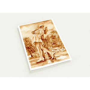 Sarasota Note Cards Set of 10, Unconditional Surrender Statue Espresso Painting, Blank Greeting Cards with Envelopes, Florida Gift