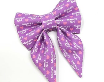 Sailor's Bow Tie for Large Dogs, Slide on Collar Accessory, Collar NOT included, Mama’s Girl, Mother’s Day, Hearts, Pink, Purple