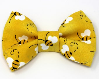 Bumble Bee Large Dog Bowtie, Bees, Yellow, Slide On Collar Accessory, Collar NOT Included, Handmade in Canada, Yellow, Summer, Dapper Dogs