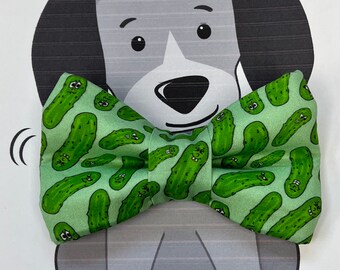 Pickle Bow Tie for Large Dogs, Slide on Collar Accessory, Collar NOT included, Gift for Dog
