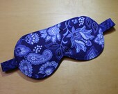 Sleep Mask, Eye Mask, Blue, Blindfold, Travel Mask, Spa Mask, Cotton, Ready to Ship, Handmade in Canada, Floral, Paisley, Mother's Day