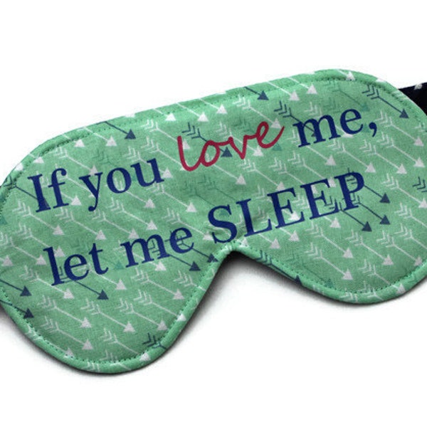 Funny Sleep Mask, Cute Eye Mask, Travel Mask, Spa Mask, Blindfold, Arrows, Polka Dots, Navy, Mint Green, Valentine's Day Gift