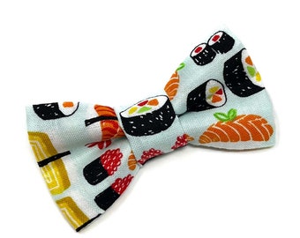 Sushi, Cat Bow Tie, Dog Bow tie, Pet Clothing, Slide on Collar Accessory, Pet Bowtie, Handmade in Canada, Food, Fish, Collar NOT included