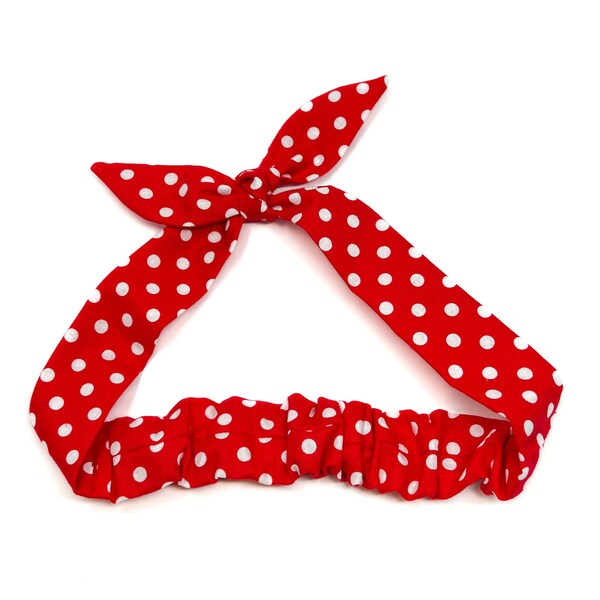 Adjustable Headband, Rosie Wrap, Bandanna, Hair Tie, Child, Rosie the Riveter Costume, Photo Prop, Rockabilly, Red and White Polka Dot