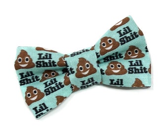 Lil Shit Bow Tie for Cat, Dog Bowtie, Slides onto Collar, Collar NOT Included, Handmade in Canada, Poop Emoji, Funny Pet Accessory