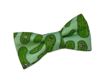 Pickle Bow Tie for Pets, Cat Bowtie, Dog Clothing, Slide on Collar Accessory, Collar NOT included, Gift for Cat, Funny, Angry Pickles