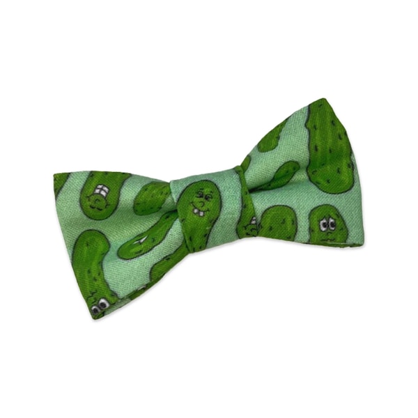 Pickle Bow Tie for Pets, Cat Bowtie, Dog Clothing, Slide on Collar Accessory, Collar NOT included, Gift for Cat, Funny, Angry Pickles