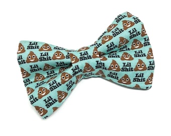 Lil Shit Bow Tie for Large Dogs, Slides onto Collar, Collar NOT Included, Gift for Dog, Handmade, Little Shit, Poop Emoji, Funny Bowtie