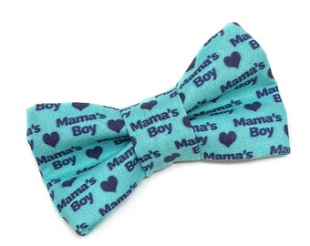 Mama’s Boy Bow Tie for Cat, Dog Bowtie, Slides onto Collar, Collar NOT Included, Handmade in Canada, Mother’s Day, Cat Mom, Dog Mom