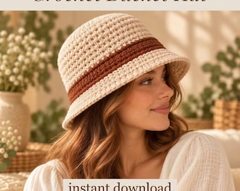 Crochet Bucket Hat Pattern PDF | Summer Sun Hat Design | Easy Beginner Crochet Pattern Tutorial, (Digital Download)