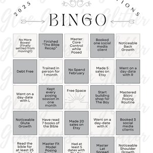 Editable Vision Board Bingo Card | Canva Template | New Year’s Resolution Digital Download