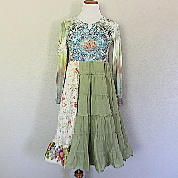 Ragdoll Women's Dress / Upcycled Women's Junior's Fashion Clothing / Funky Boho Hippie Clothes / Size Small