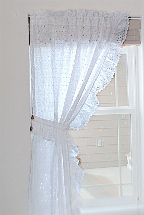Eyelet Curtain Panel With Tieback Etsy