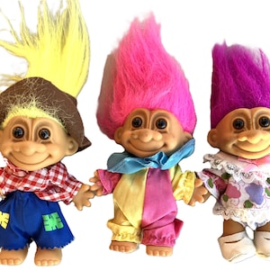 Vintage Clown, Farmer, Girl Troll Doll Lot 1980&#39;s Collectable Toys