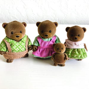 Vintage Calico Critters Flocked Bear Family / Pretend Imaginative Play Toys