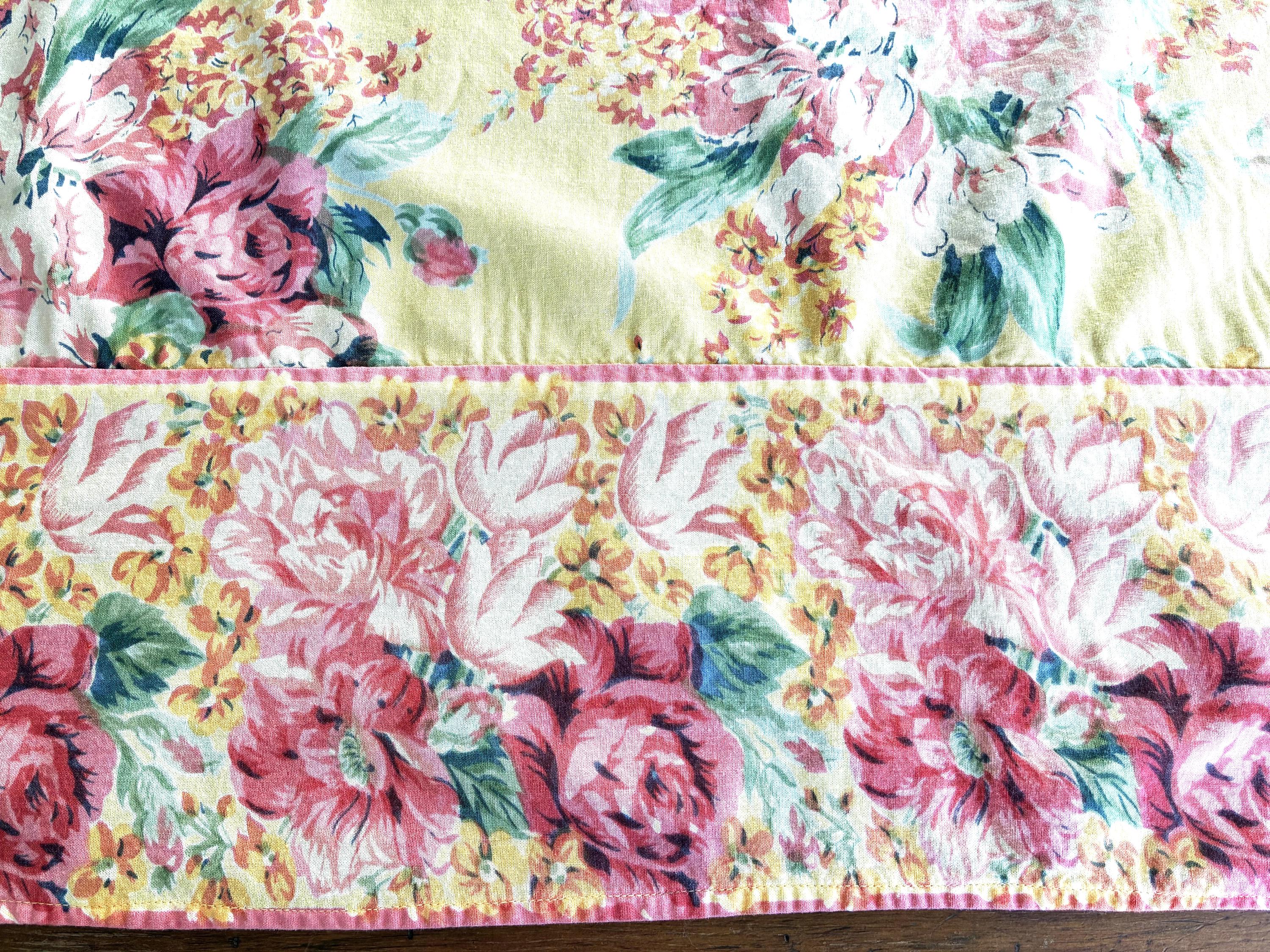 Vintage April Cornell Tablecloth – Floral Border Print, 100% Cotton ...