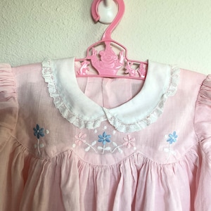 Baby Girl Embroidered Vintage Dress Peter Pan Collar with Lace