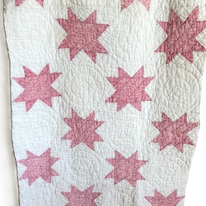 1930s Star Cutter Quilt Piece - Large Hand-Quilted Cotton Crafting Fabric - Vintage Craft Supply