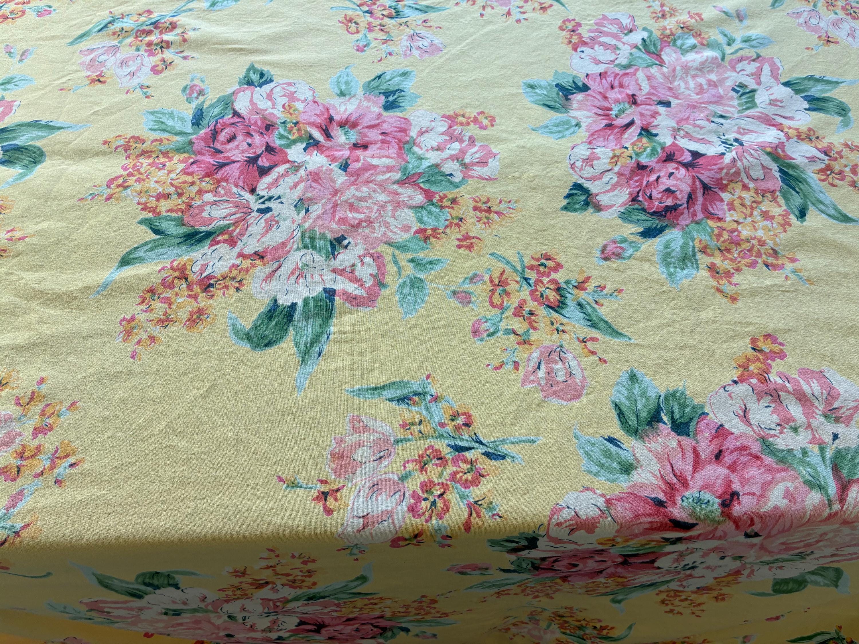 Vintage April Cornell Tablecloth – Floral Border Print, 100% Cotton ...
