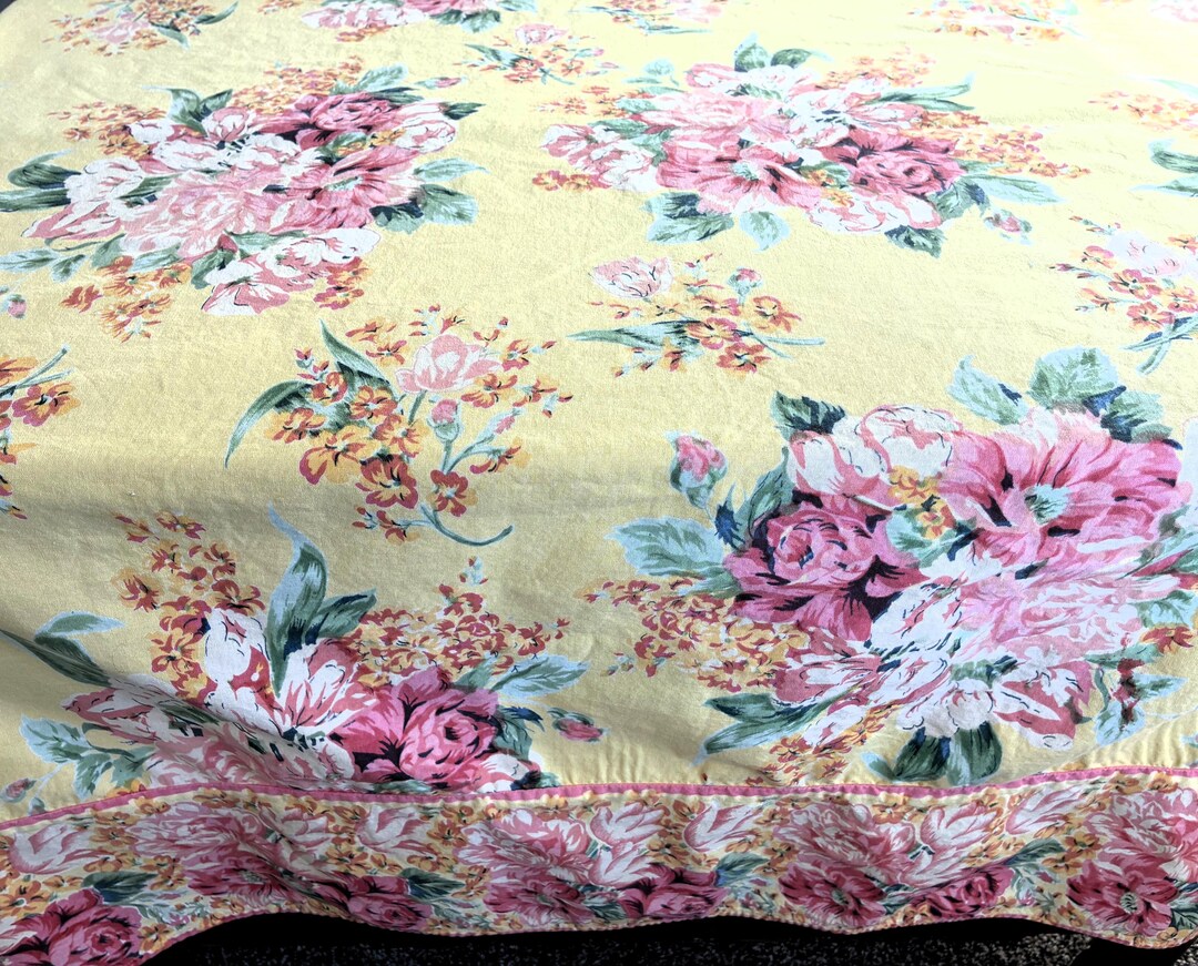Vintage April Cornell Floral Border Print Tablecloth - 100% Cotton ...