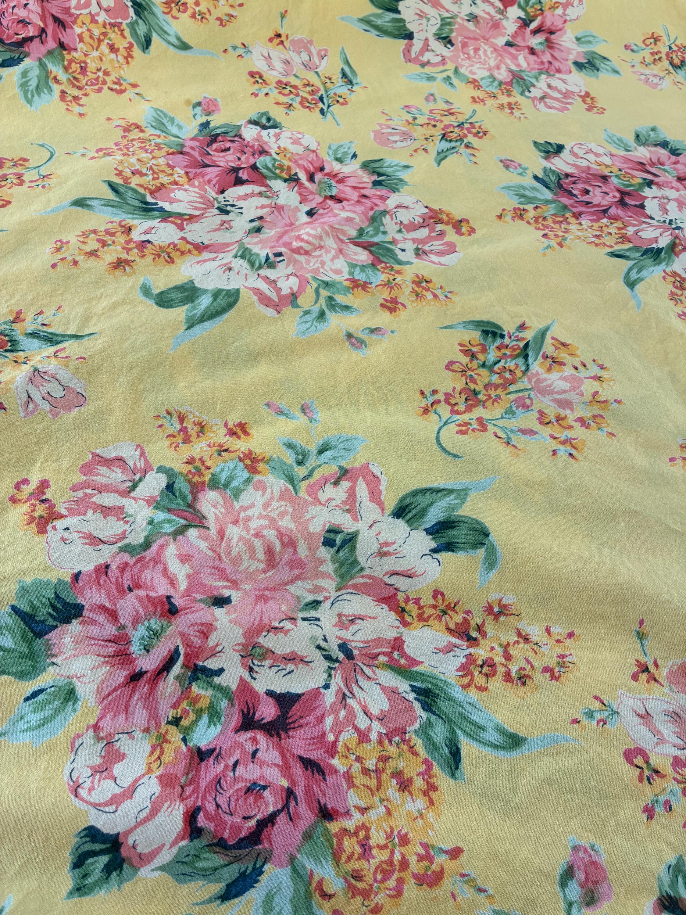Vintage April Cornell Tablecloth – Floral Border Print, 100% Cotton ...