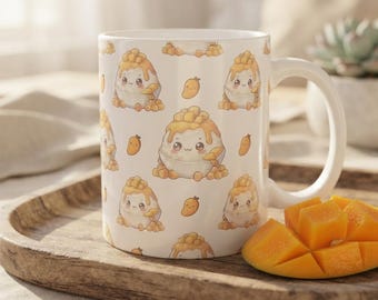 Mango Bingsu Mug, Kawaii Dessert Mug, Cute Coffee Mug Gift, Aesthetic Kitchen Decor, Foodie Gift for Her, 11oz Ceramic Mug