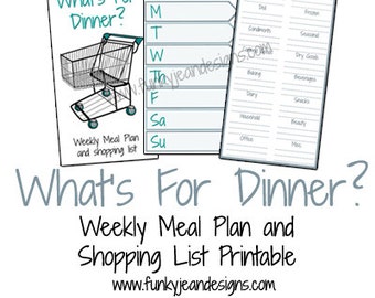 What's for Dinner? Weekly Meal Plan and Shopping List Printable Insert for FauxDori, Dori, Traveler's Notebooks