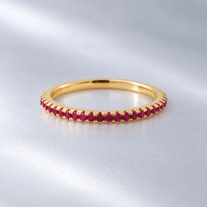 Dainty Ruby Eternity Ring, Ruby Ring, Ruby Stacking Ring, July Birthstone, Ruby Jewelry, Minimalist Ring, Simple Ring, Gift for Her