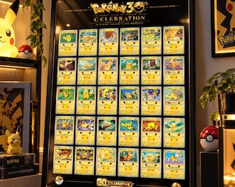 30th Anniversary Pikachu Card Display | 6x5 Layout (Digital Download) 50x70cm (Black Edition)