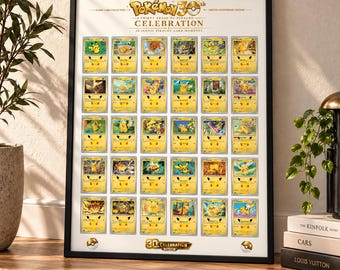 30th Anniversary Pikachu Card Display | 6x5 Layout (Digital Download) 50x70cm (White Edition)