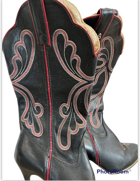 Black Vintage Cowgirl Boots Size 6 - image 2