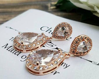 Bridesmaid Gift Rose gold Bridesmaid Earrings Jewelry Set Bridal Earrings Necklace Bridesmaids Jewelry Bridal Jewelry Gift Bridesmaid gifts